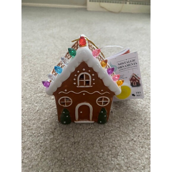 Merry Moments Ceramic Gingerbread House Nostalgic Ornament Brown NWT - Picture 5 of 12
